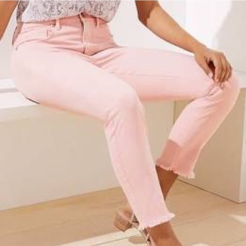 Loft Frayed High Rise Jeans